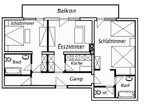 Floor plan of the Thaneller apartment in the Ausfernerhof
