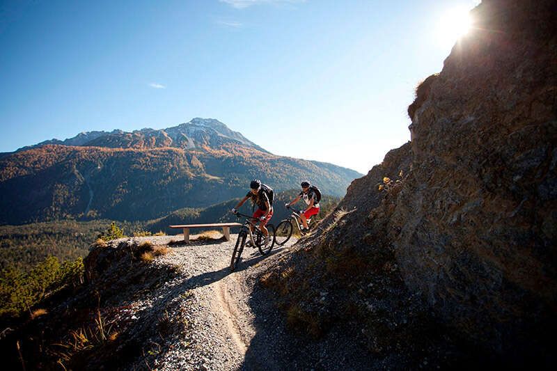 Mountain bikers ascent Grubigstein